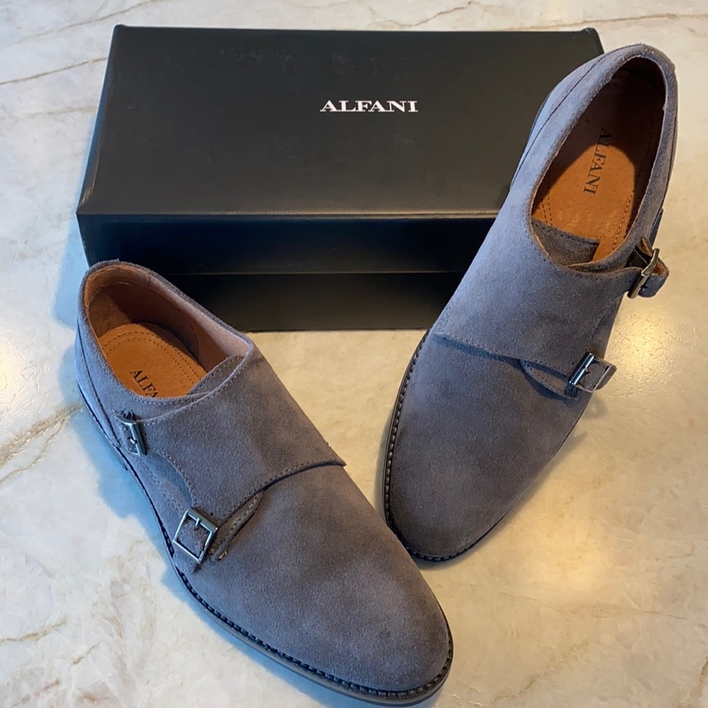 Men’s Alfani gray suede monk shoes size 10